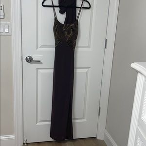 cross back maxi dress with one leg slit